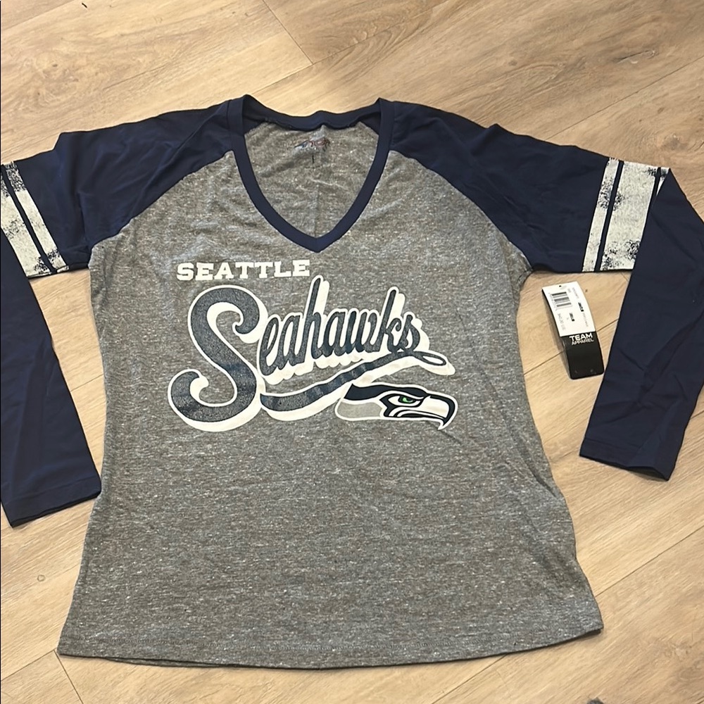 Women’s Seattle Seahawks Gray and Blue Long Sleeve Shirt